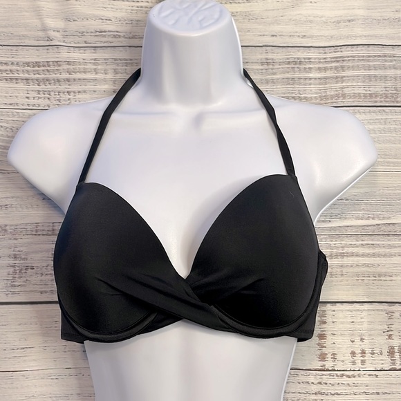 💥 Black Bikini Top Twist Front Push-up with Underwire | Size 36B - Picture 4 of 6